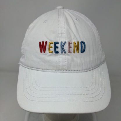 Weekend Slideback Hat White OSFM Adjustable Embroidered Vented Holes 6 Panel