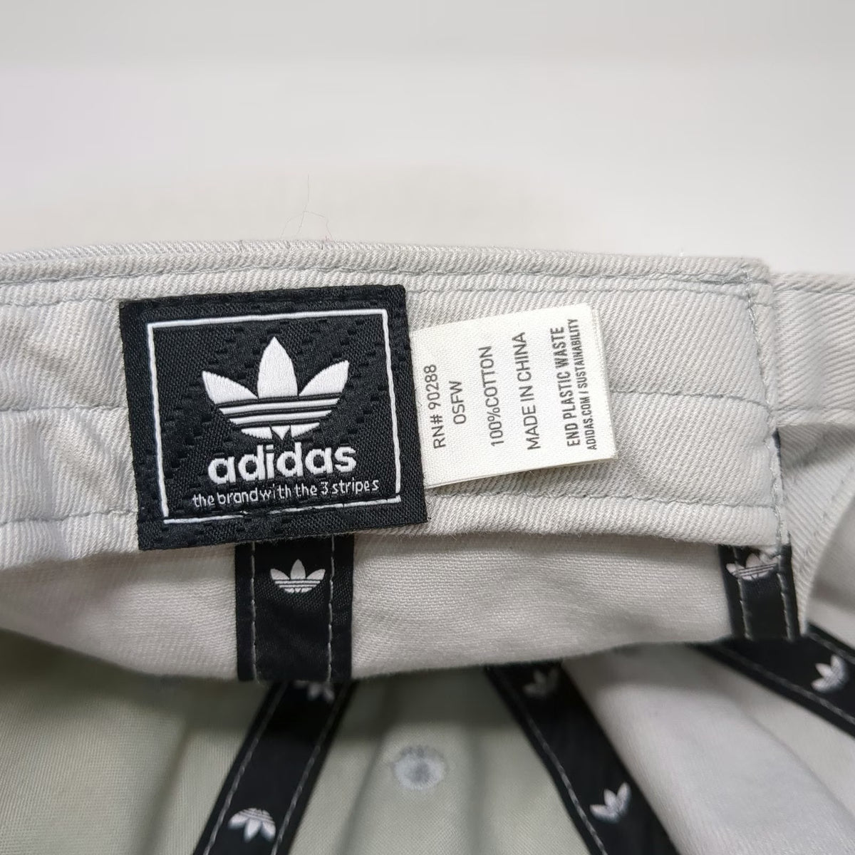 Adidas Baseball Cap Gray One Size Trefoil Logo Strapback Cotton Curved Brim Hat