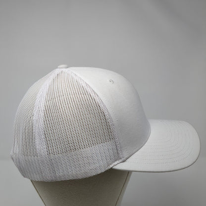 Richardson Snapback Trucker Hat White One Size Embroidered Logo Mesh Back