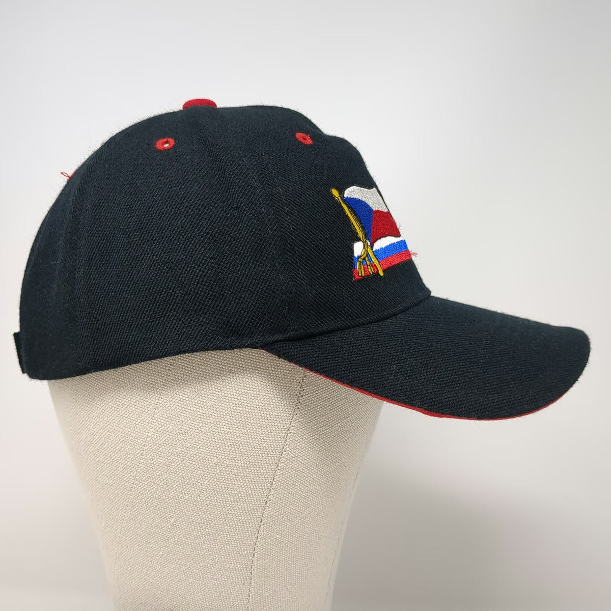 Czech Republic Flag Black One Size Baseball Cap Hat Acrylic Wool Red Underbill