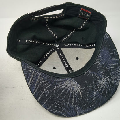 Oakley Snapback Hat Black OS Palm Print Underbrim Embroidered Logo Flat Brim