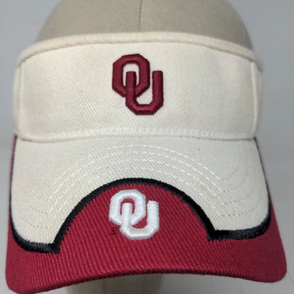 Top of the World Men's Strapback Sun Visor Hat Tan Red University of Oklahoma