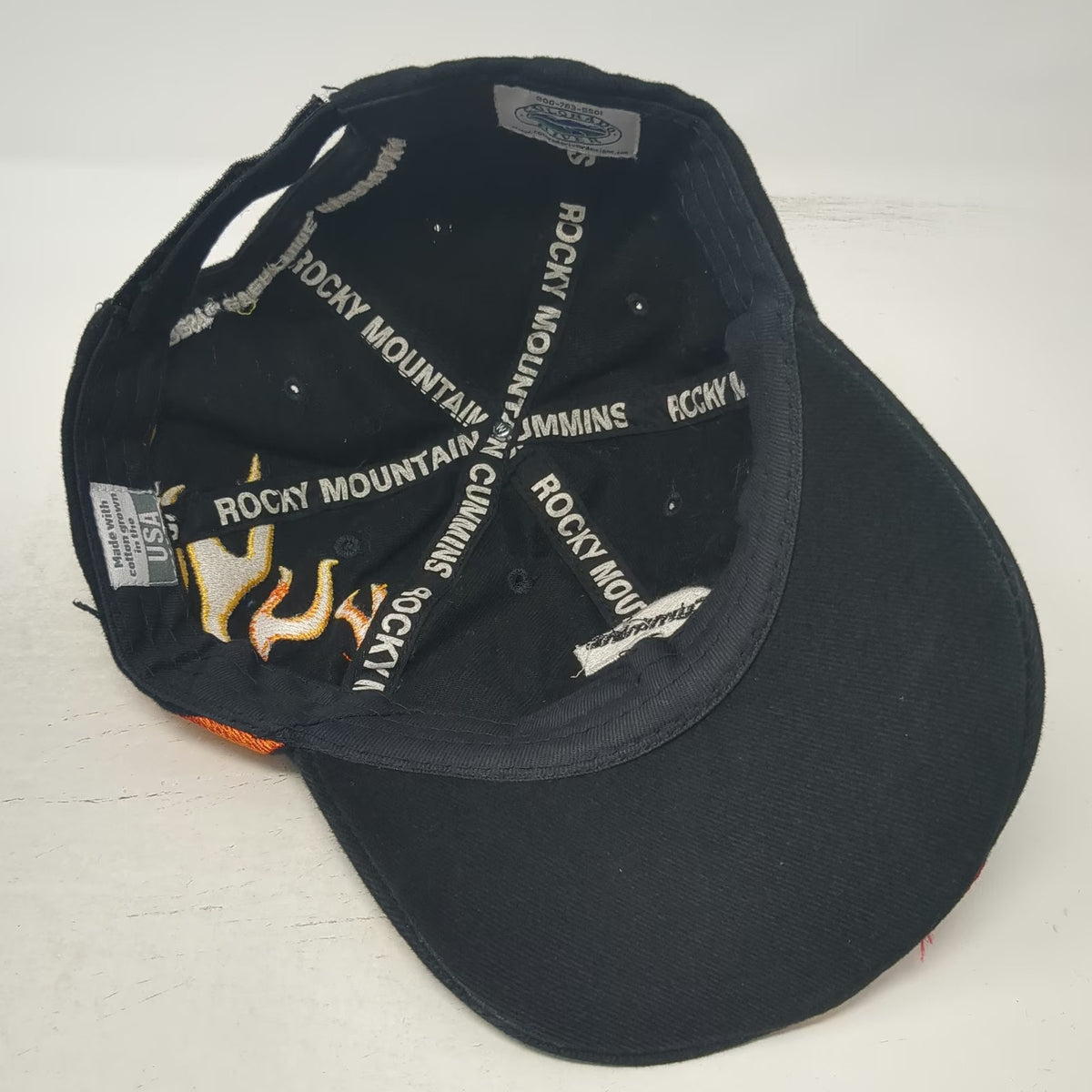 Colorado River Baseball Cap Black One Size Cummins Flame Rocky Strapback USA Hat