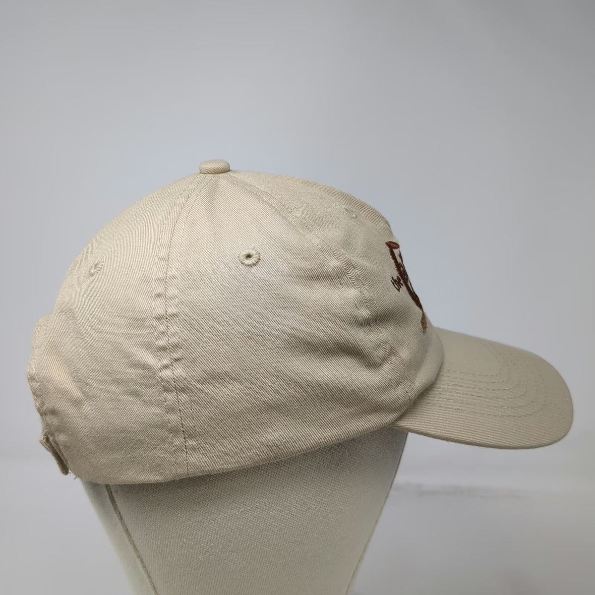 Hit Wear 5 Panel Beige One Size Cat Cafe Logo Embroidered Cotton Strapback Hat