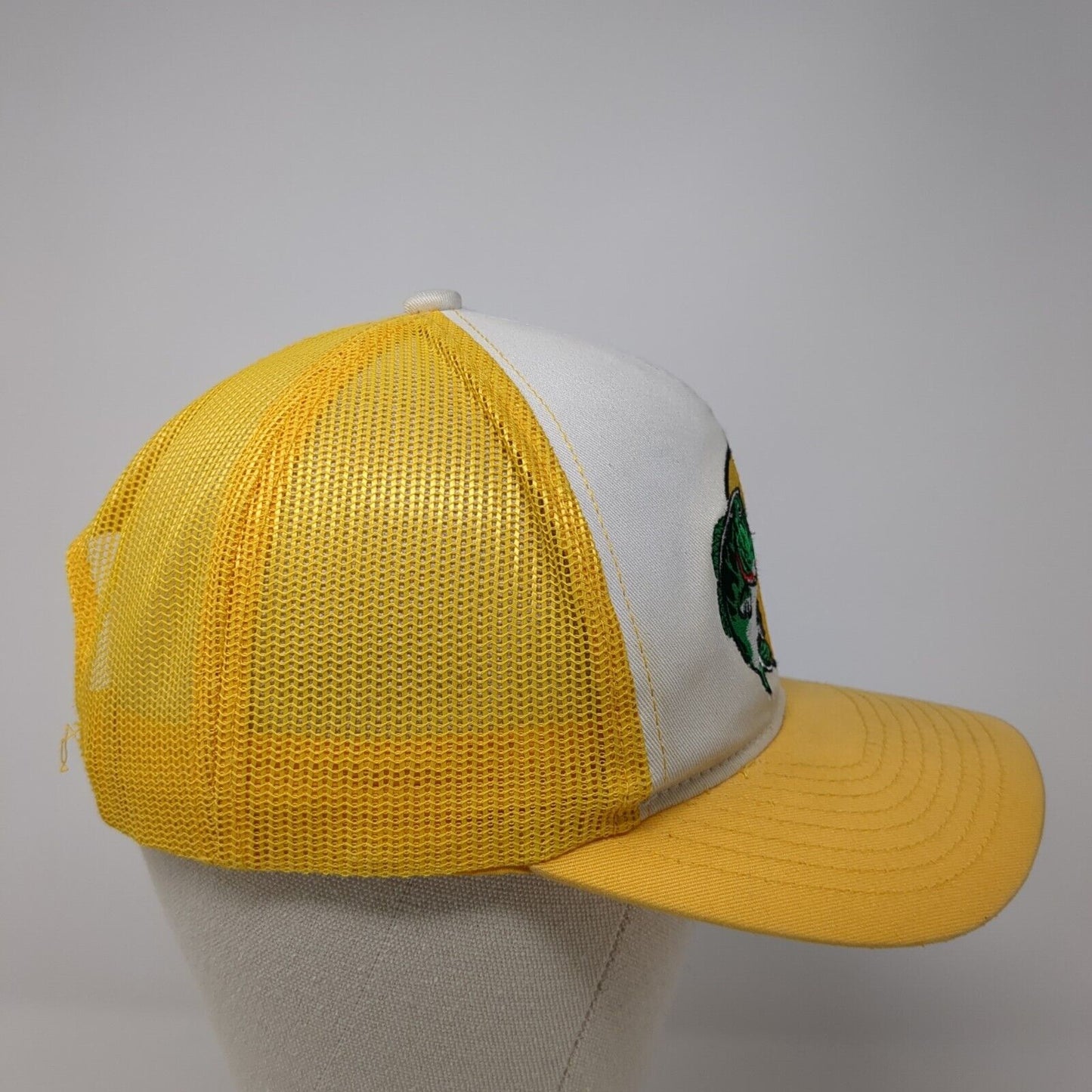 Bass Pro Shops Snapback Trucker Hat Yellow OS Adjustable Mesh Back Gone Fishing