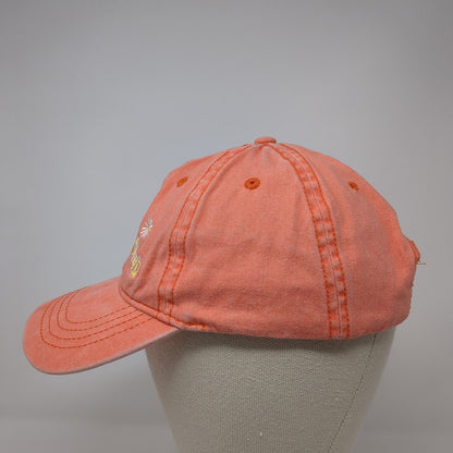Good Vibes Club Slideback Hat Orange One Size Adjustable Floral Distressed