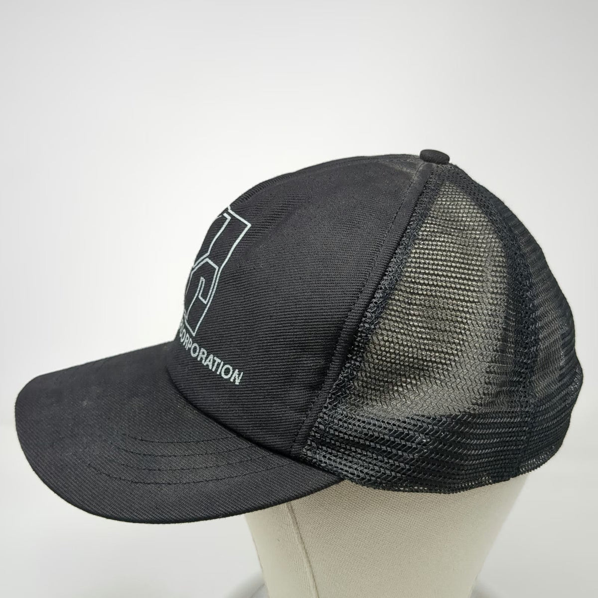 James River Corporation Trucker Hat Black One Size Snapback Mesh Back Logo