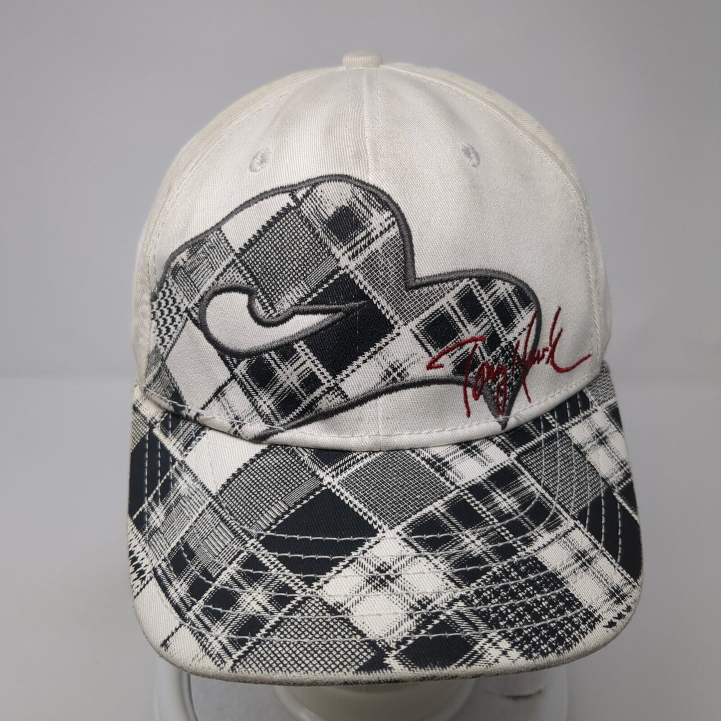 Tony Hawk Fitted Hat White L/XL Embroidered Stretch A-Flex 6 Panel