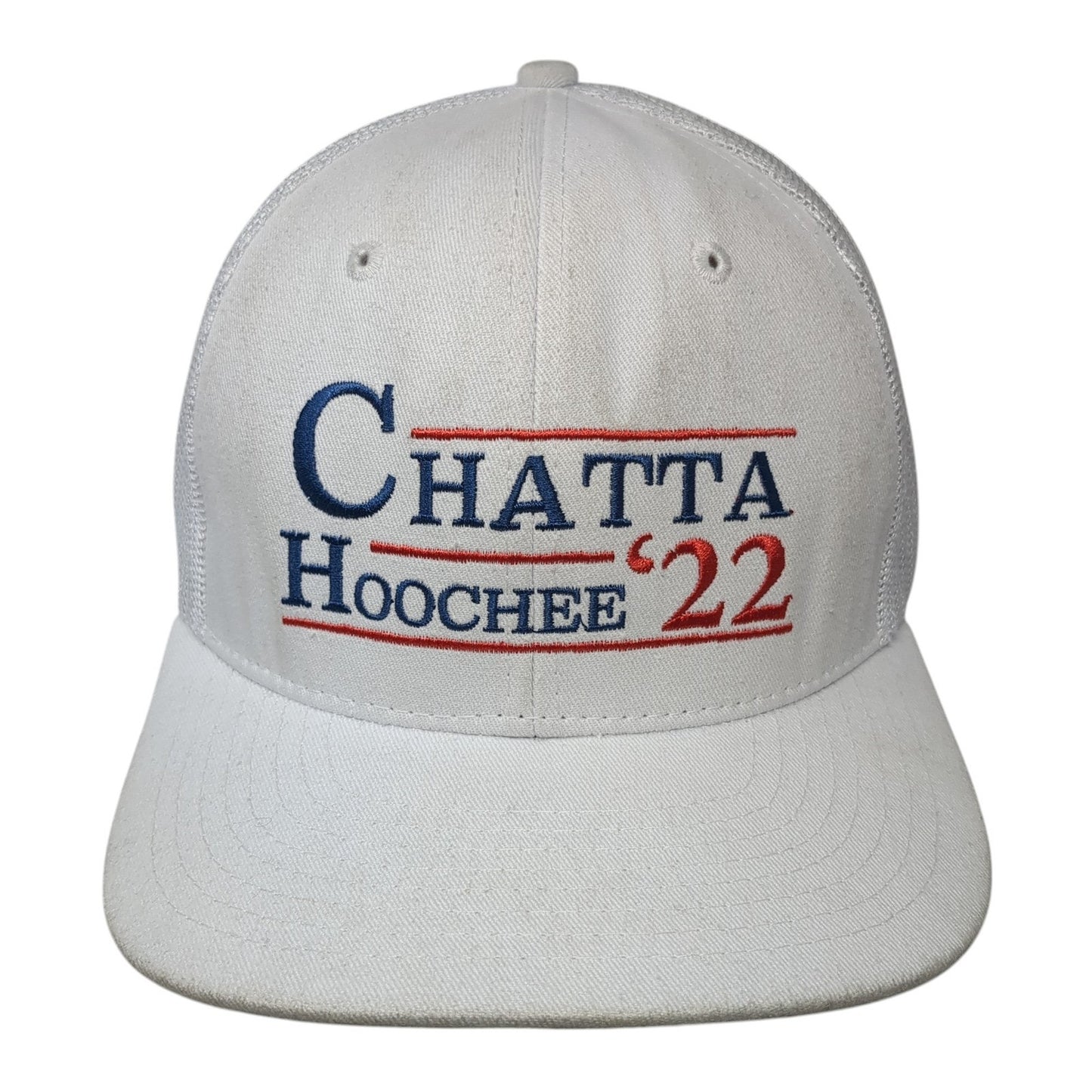 Chatta Hoochee '22 Alan Jackson Snapback Hat White One Size Adjustable Mesh Back