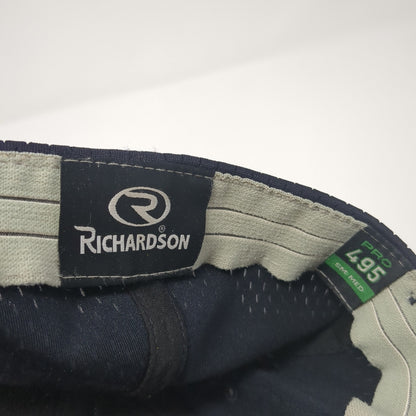 Richardson Fitted Hat Blue Medium Graphic Logo Stretch 6 Panel Outdoor