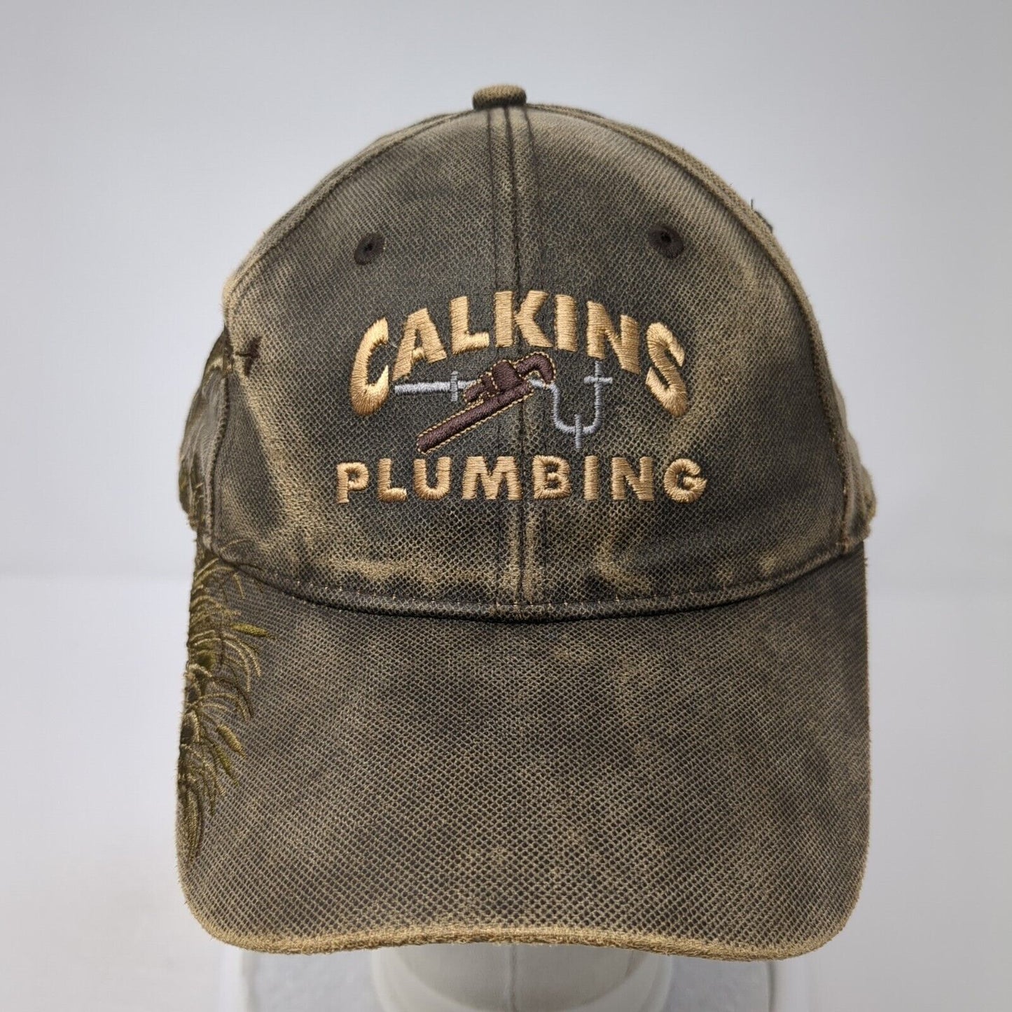 Calkins Plumbing Strapback Hat Brown One Size Adjustable Wildlife Series