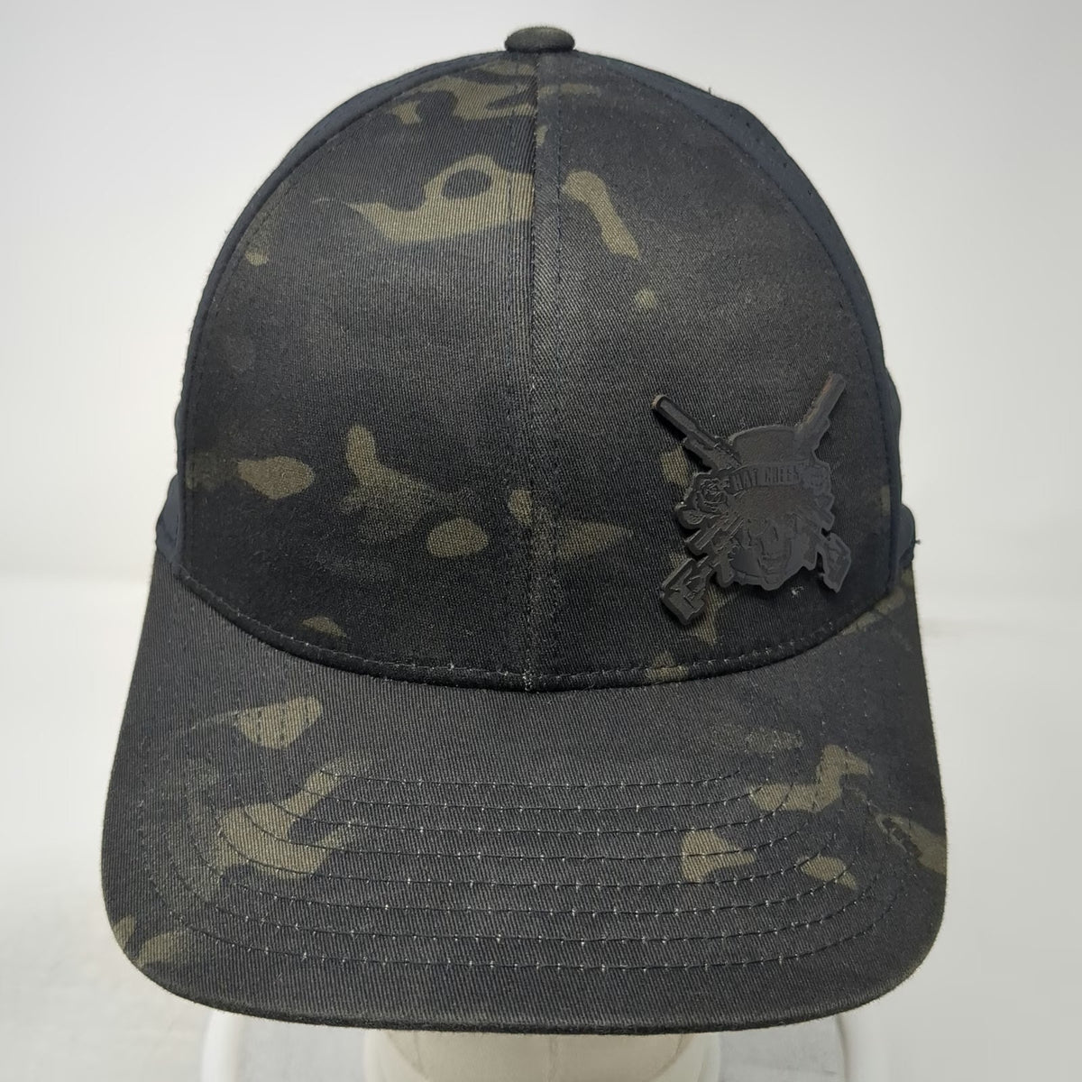 Branded Bills Baseball Cap Black Camo OSFM Hat Creek Patch Perforated Flexfit
