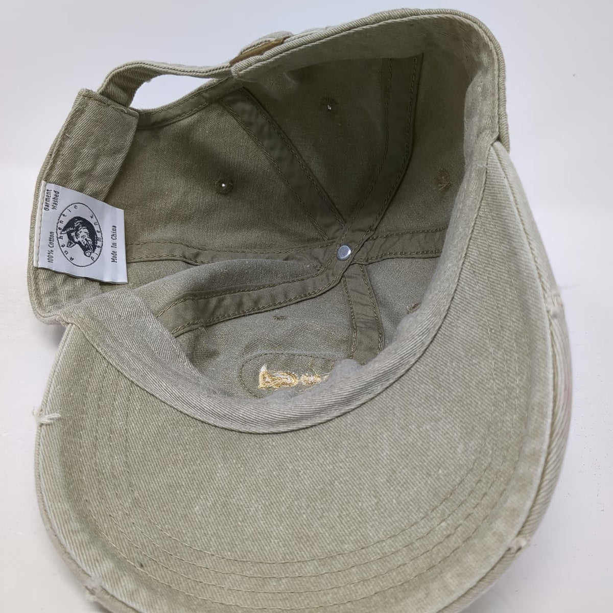 Authentic Pigment Baseball Cap Green One Size Distressed Patch Frayed Brim Hat