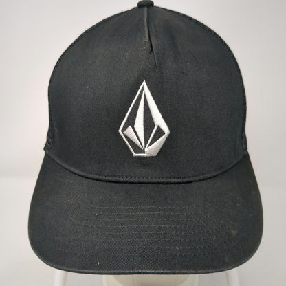 Volcom Trucker Hat Black OSFM Snapback Mesh Embroidered Stone Logo Structured