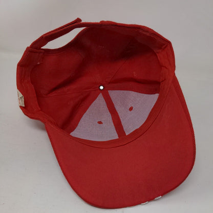 Unbranded Strapback Hat Red One Size Adjustable Embroidered Striped