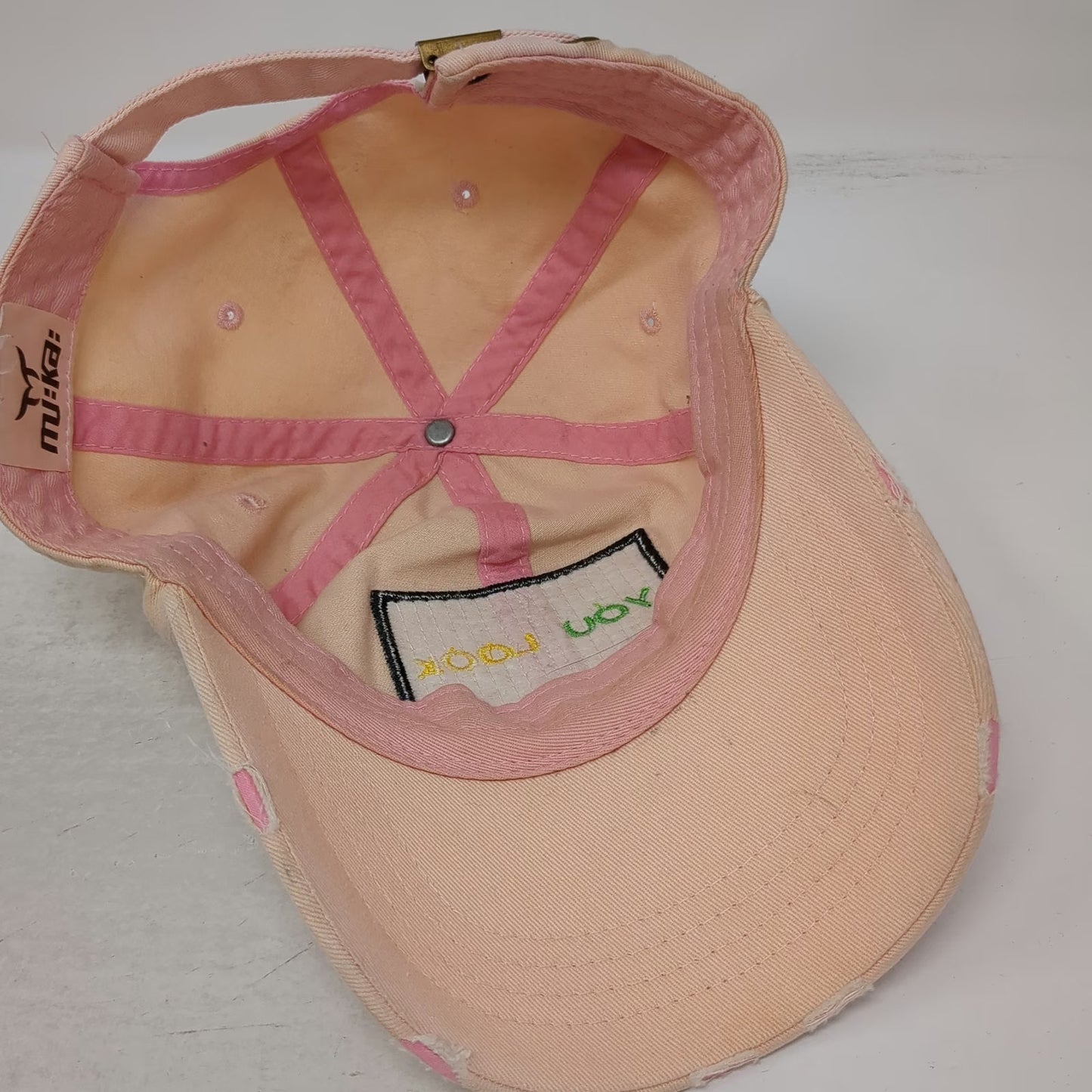 Mi:ka: Among Us You Look Sus Pink Baseball Cap One Size Distressed Ripped Hat