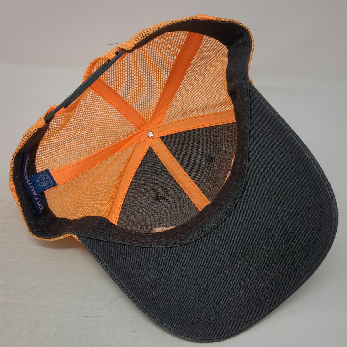 Port Authority Black Orange Trucker Hat One Size Mesh Snapback Beechwood Logo