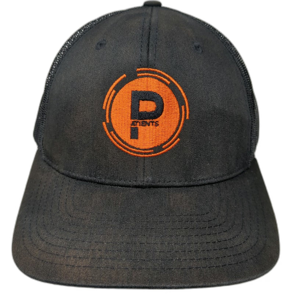 Richardson Trucker Hat Black Orange XL Patients Logo Mesh Snapback