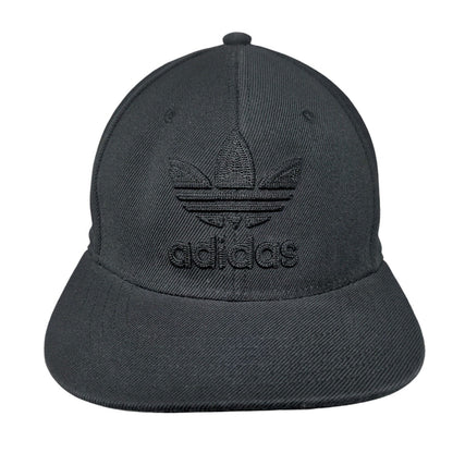 Adidas Trefoil Snapback Hat Black OSFM Embroidered 6 Panel Black on Black