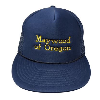 Maywood of Oregon Snapback Rope Trucker Hat Blue One Size Mesh Back