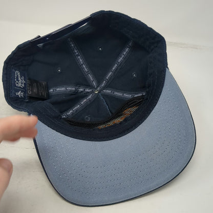 Original Penguin 5 Panel Blue One Size Hat Snapback Embroidered Script Logo