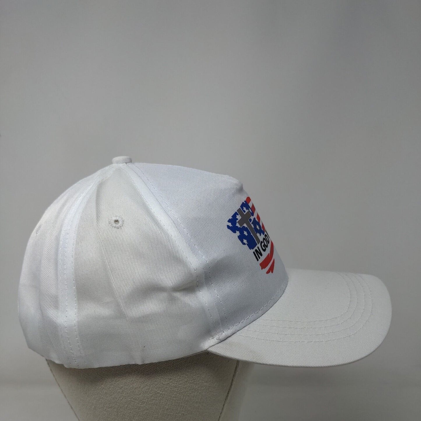 In God We Trust Snapback Hat White One Size Adjustable Patriotic American Flag