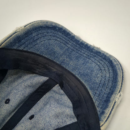 City Hunter USA Baseball Cap Blue One Size Frayed Acid Wash Denim Strapback Hat