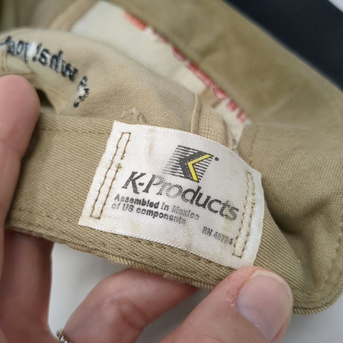 K-Products Baseball Cap Beige Black Bottom Line One Size Slideback Hat Slogan