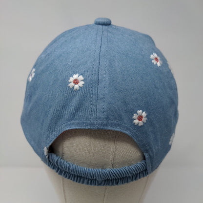 Unbranded Stretch Fitted Hat Blue OSFA Denim Embroidered Flowers