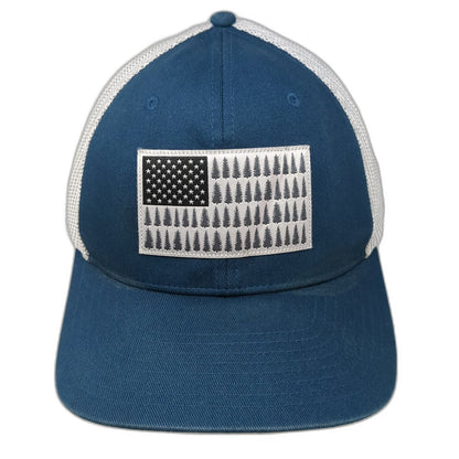 Columbia Baseball Cap Blue One Size Mesh Back Flag Flexfit Stretch Fit Hat