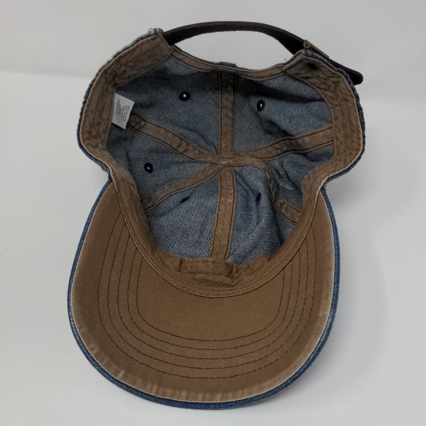 Unbranded Slideback Hat Blue OSFM Adjustable Vented Holes 6 Panel Denim Blank