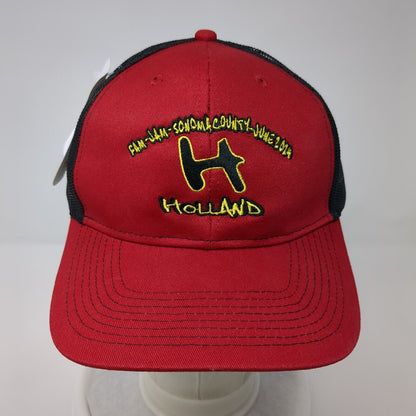 Holland Fam-Jam Sonoma County Snapback Trucker Hat Red OSFA Mesh Back