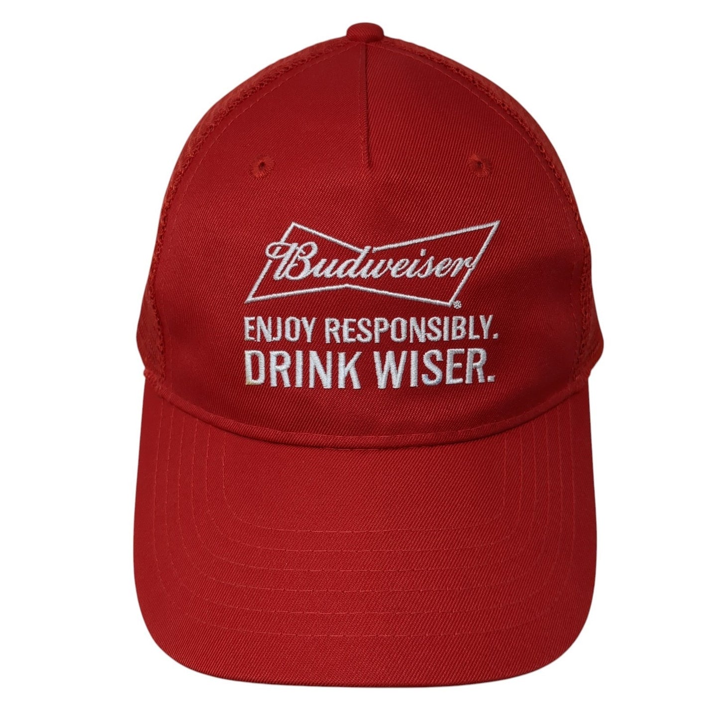 Budweiser Enjoy Responsibly Drink Wiser Trucker Hat Red One Size Adjustable