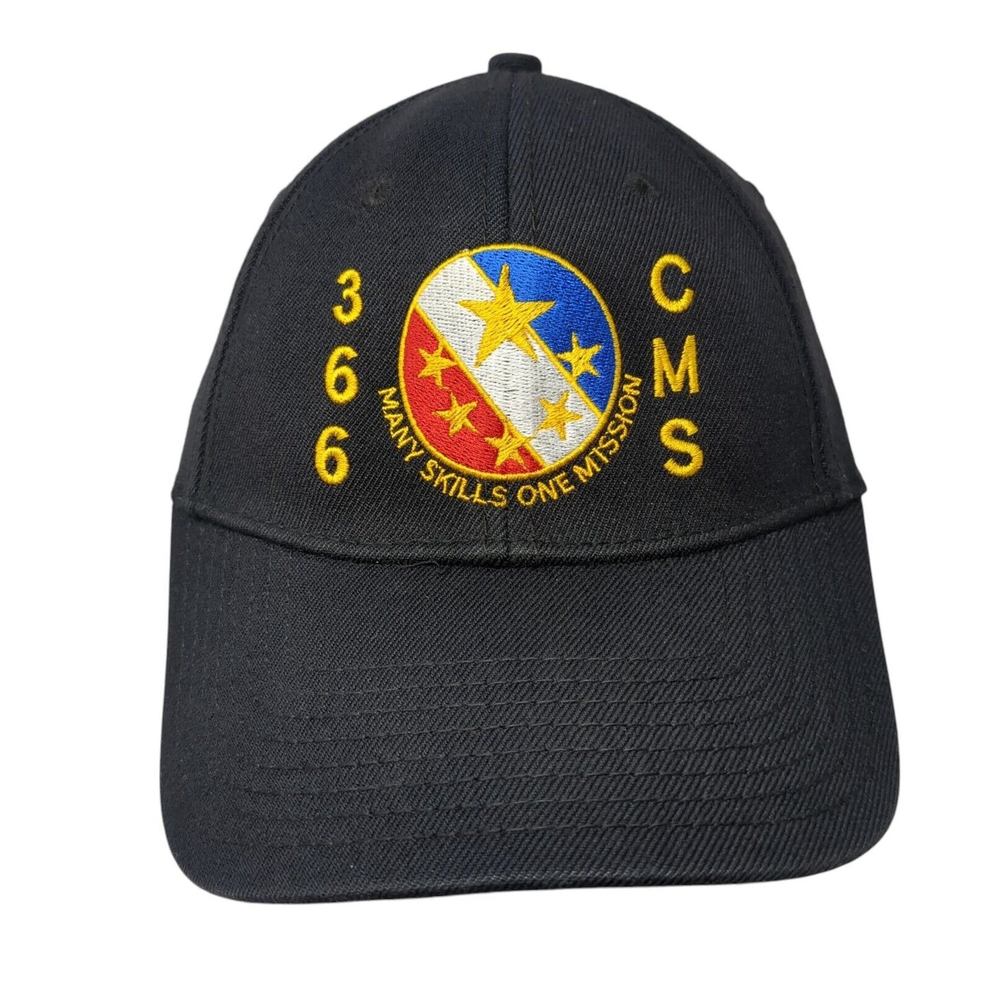 366 CMS Many Skills One Mission Fitted Hat Black S/M Embroidered Otto
