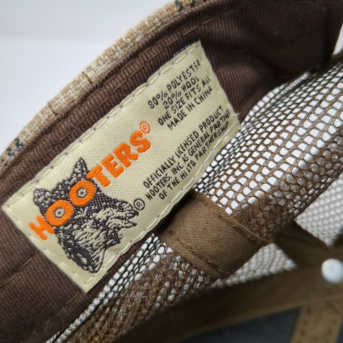 Hooters Brown Trucker Hat One Size Plaid Las Vegas Casino Hotel Snapback Hat