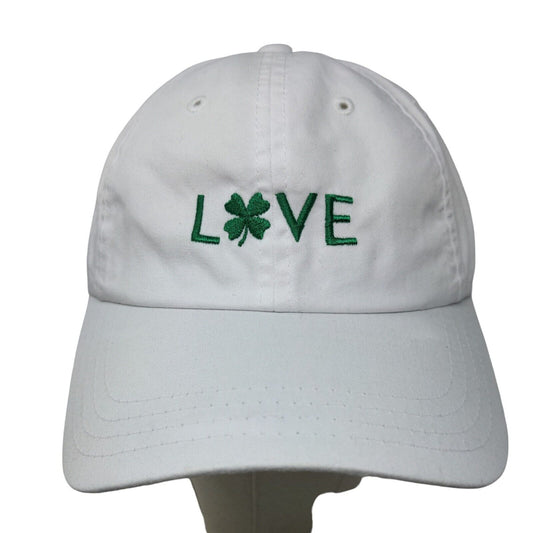 American Needle Men's Strapback Hat White Embroidered Love Clover Logo