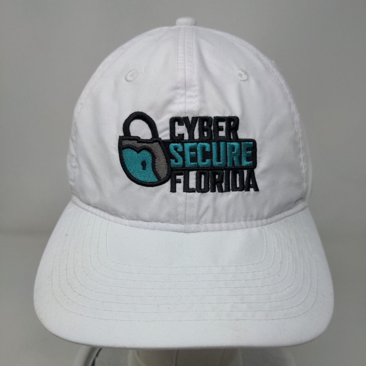 Cyber Secure Florida Strapback Hat White One Size Embroidered Trimark