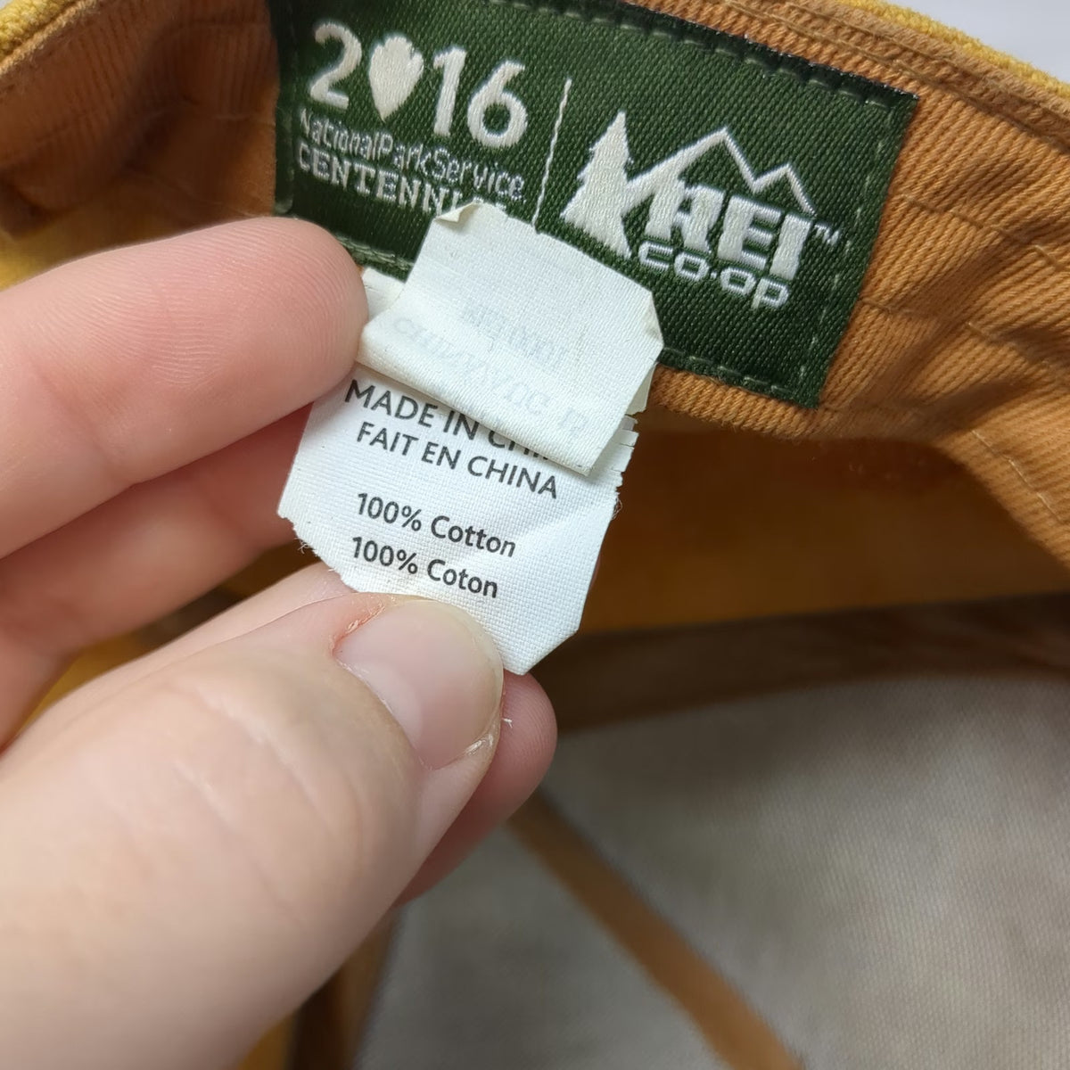 REI 5 Panel Yellow Hat One Size National Park Service Centennial Snapback Cotton