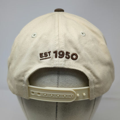 Dunkin' 5 Panel Hat Beige One Size Snapback Upside Down Logo Brown Brim Est 1950