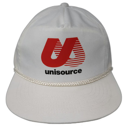 Unisource Logo 5 Panel White Red Black One Size Rope Strapback Hat Poly Cotton