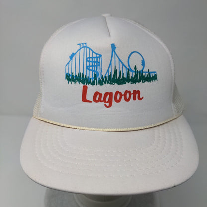 Lagoon Snapback Trucker Hat White OSFA Adjustable Mesh Back Rope Polyester