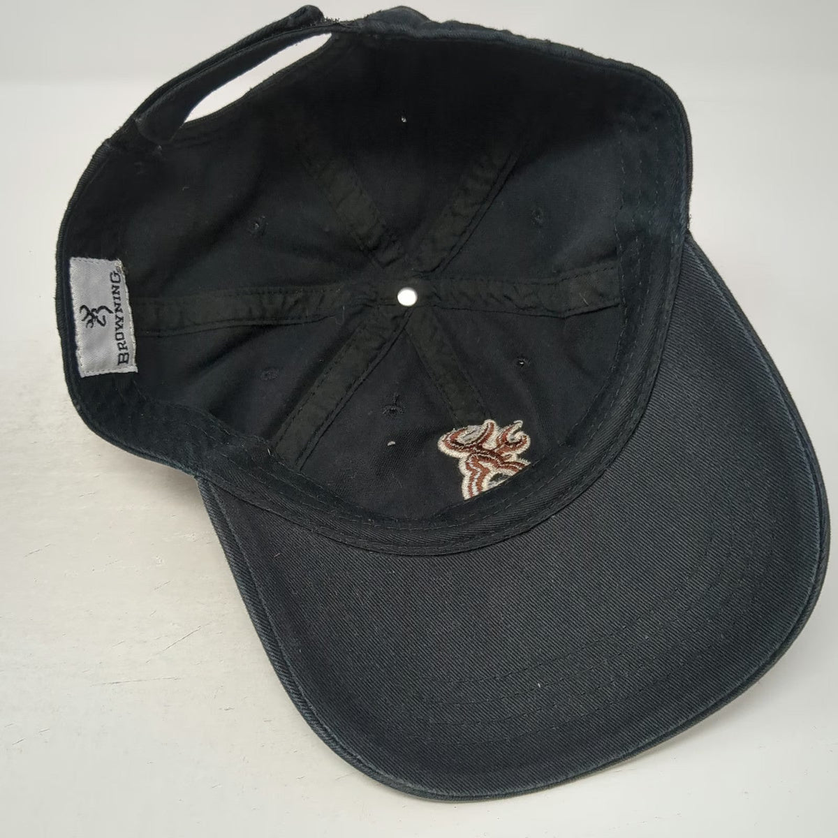 Browning Baseball Cap Black Brown White One Size Strapback Buckmark Logo Hat