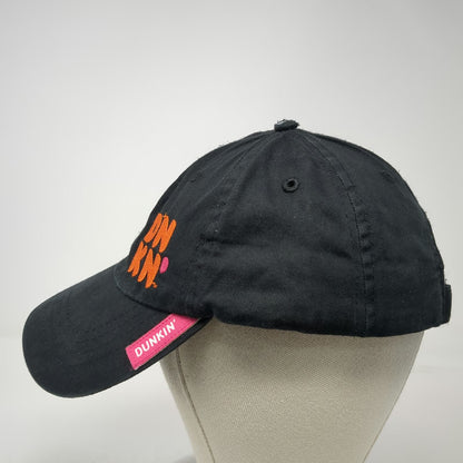 Dunkin' Baseball Cap Black One Size DNKN Embroidered Logo Pink Tab Strapback Hat
