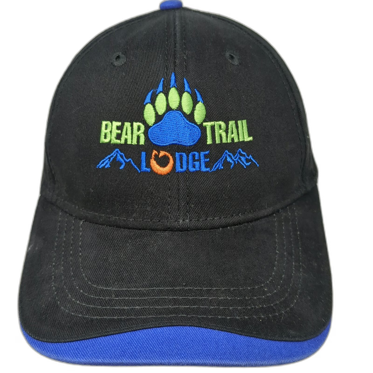 Paramount Baseball Cap Black Blue One Size Bear Trail Lodge Hat Paw Mountain