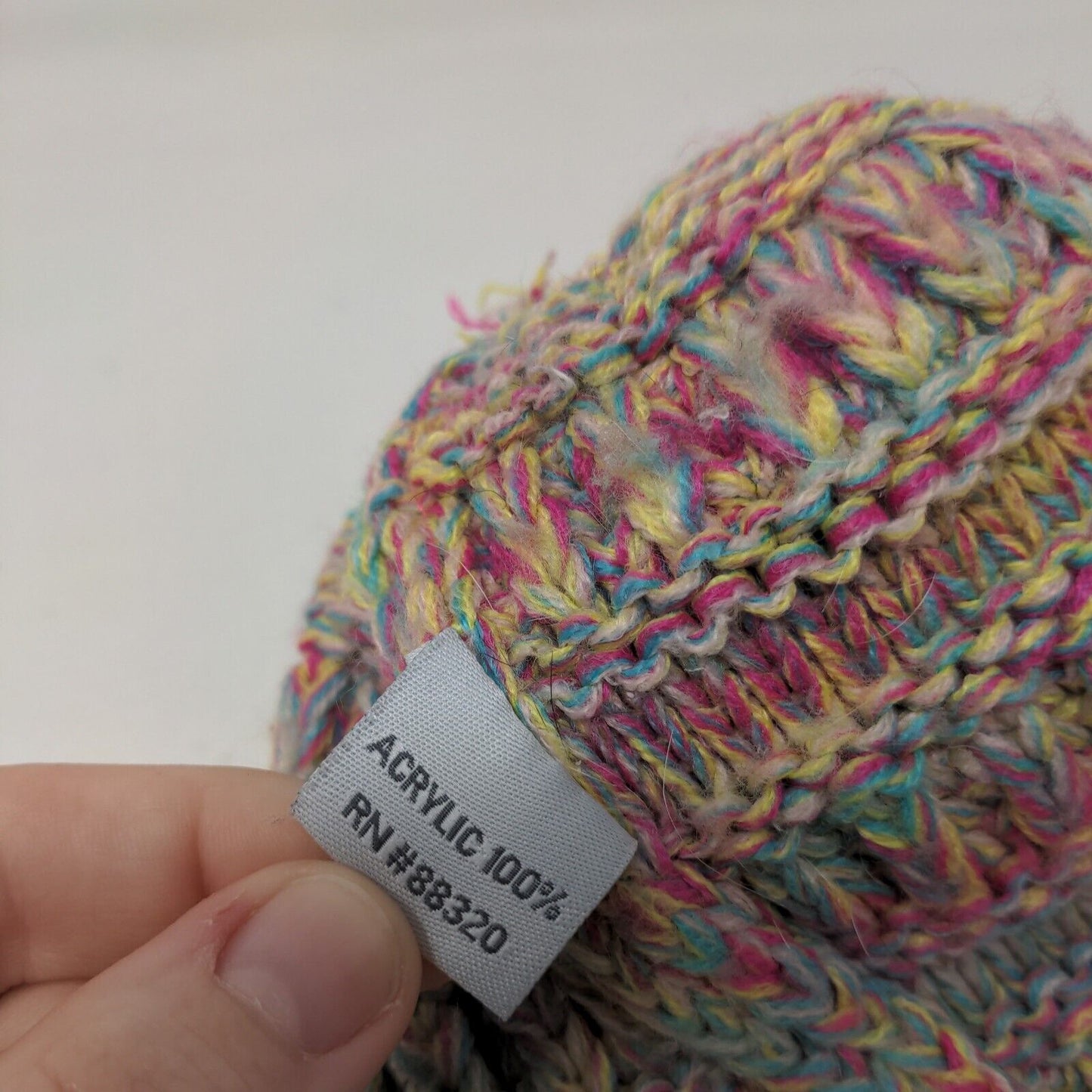 Unbranded Women's Cable Knit Beanie Hat Cap Rainbow Multicolor 100% Acrylic