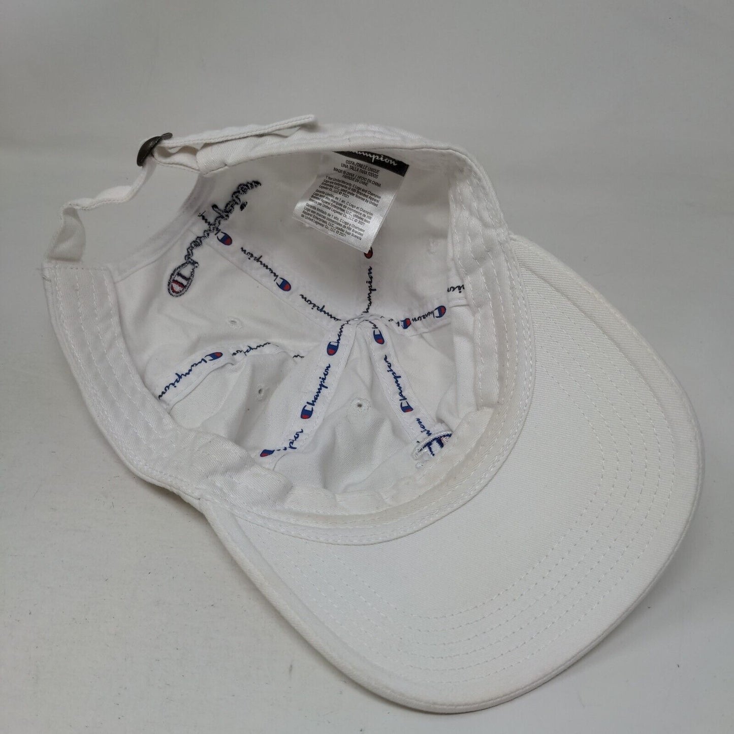 Champion Slideback Hat White OSFA Embroidered C Logo Adjustable