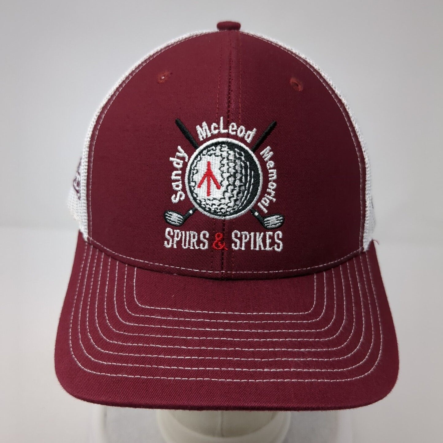 Sandy McLeod Memorial Spurs & Spikes Snapback Trucker Hat Red OS Adjustable