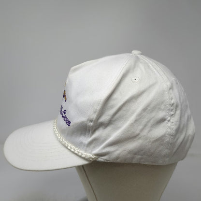 5 Panel White One Size Hat Society of the Crown Rope Snapback Cotton Embroidered