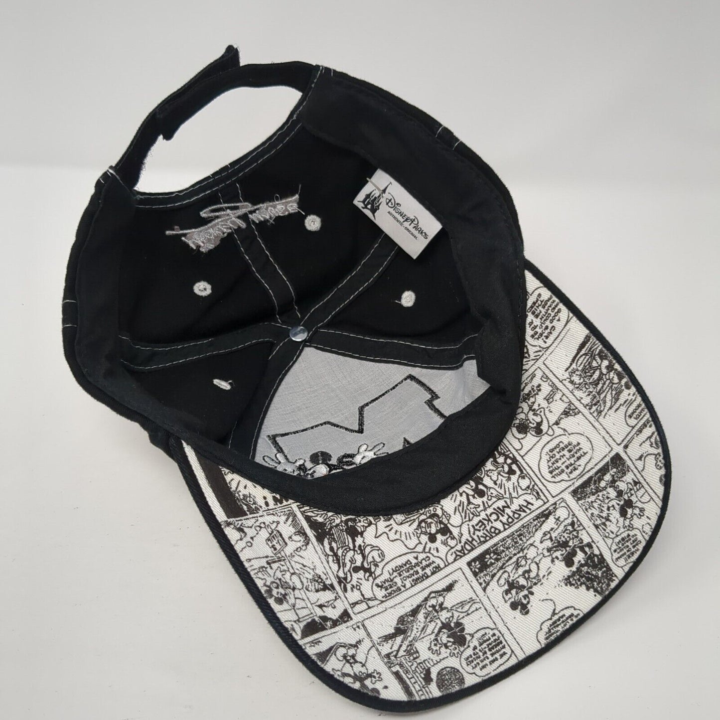 Mickey Mouse Strapback Hat Black One Size Adjustable Embroidered Disney Parks