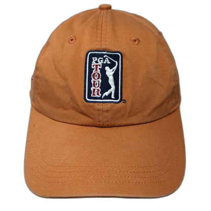 Ahead Baseball Cap Orange One Size PGA Tour Logo American Flag Embroidered Hat